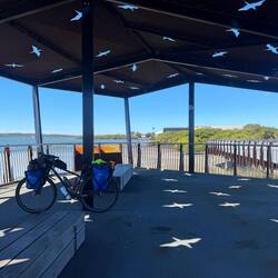 Rest stop on Botany Bay with sun bird shadows