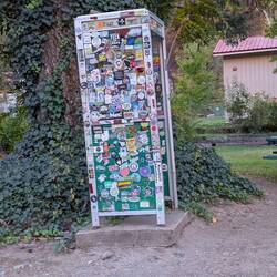 Abandoned telephone kiosk