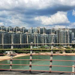 En route to our next hotel; the residences here seem even more densely packed than mainland.