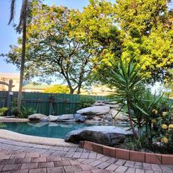 Met zwembadje, waar ik later op de dag lekker heb liggen lezen op een strandstoel