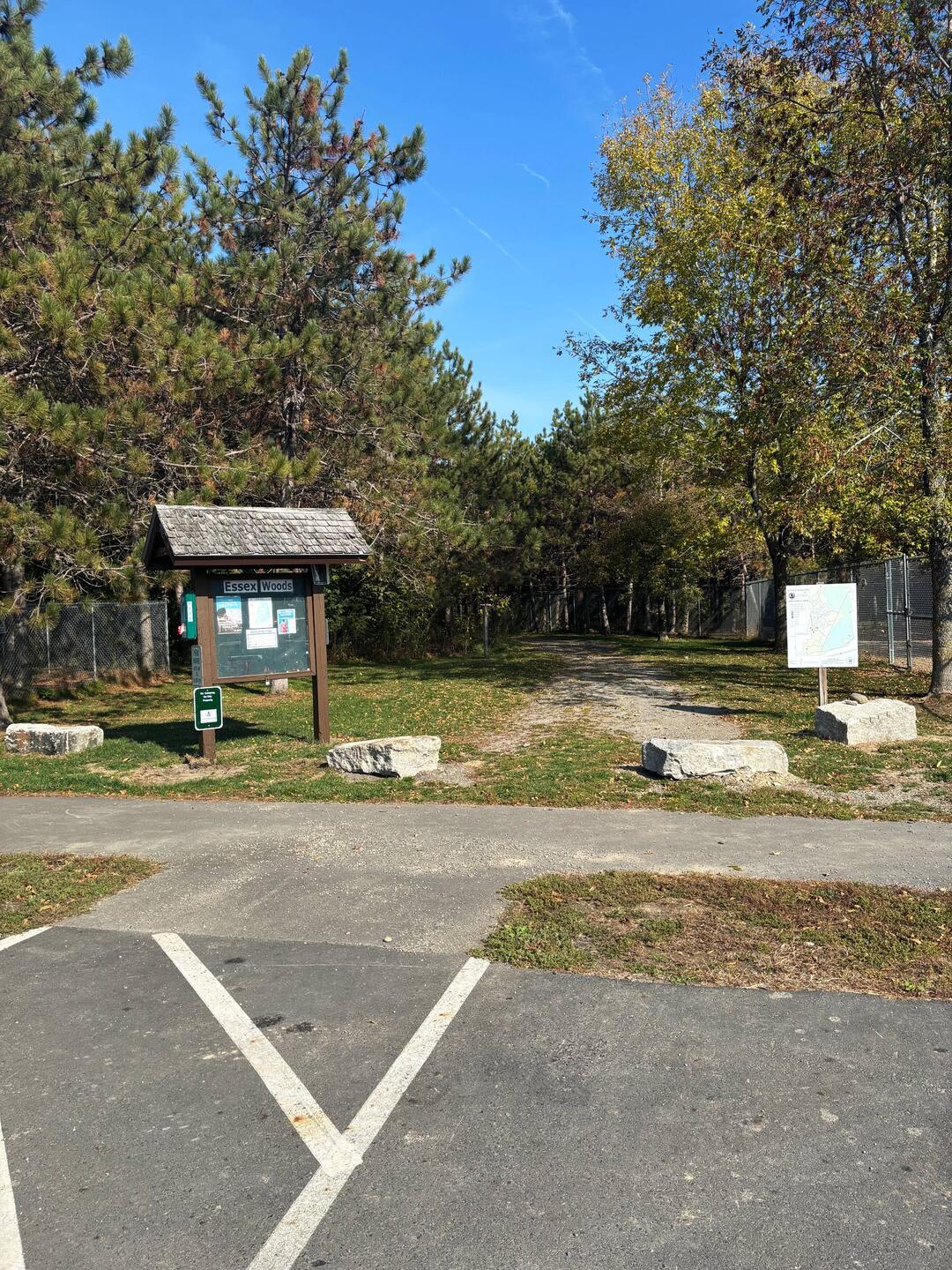 Trailhead for the all access trail at Essex Woods.