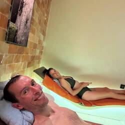 Relaxing back at the hotel spa
