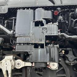 Worthington feedwater pump on N&W Y6a articulated steam locomotive