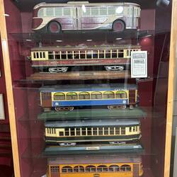 Models of streetcars and interurban transport of a past era