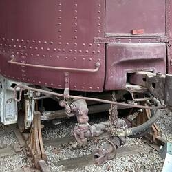 Coupling pipe for steam heat from the locomotive on streamliner passenger car