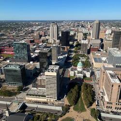 Photo looking west across the city