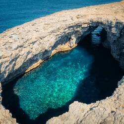 Blick von oben in die Korallen Lagune