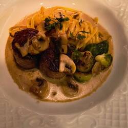 Pork in creamy mushroom sauce