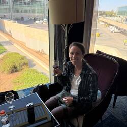Enjoying the lounge amenities