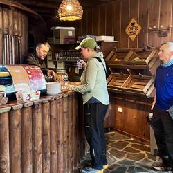 One of our snack stops today for a pear and yummy local cheese with honey, and an Aquarius to drink.