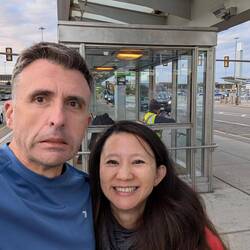 Curbside a little longer than expected. One of us was prepared. Heated booths!!