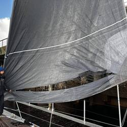 Inspecting our fock back in harbour