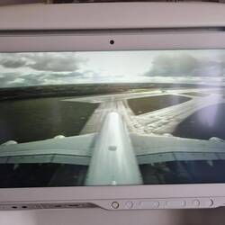 Camera view of m/c airport runway from my seat