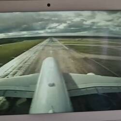 Camera view of take off from my seat