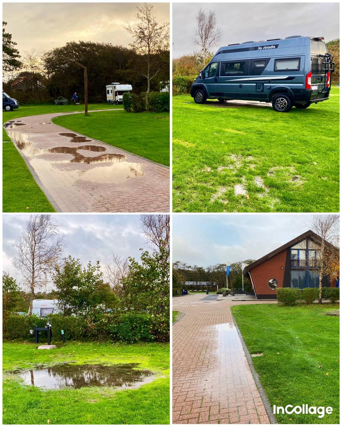 Morgens alles nass auf dem Platz