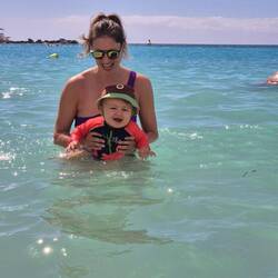 auch Mama traute sich ins Wasser