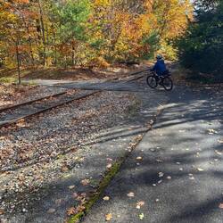 Jill at a railroad crossing