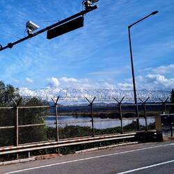 Barbed wire & cameras abound near the endpoints of the DMZ.