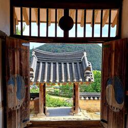 Looking out of the doors of a Yangdong property.