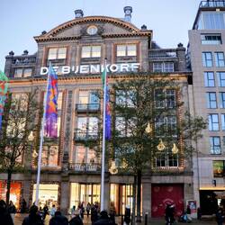 De Bijenkorf in Amsterdam is a luxury department store located on Dam Square.