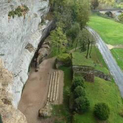 Looking down on remnants of the lower terrace