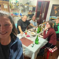 Dinner with fellow pilgrims from Bulgaria and Spain at Marcello's albergue tonight.