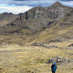 Inspecting the site for a good tent place