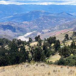 We descend into a wide river valley