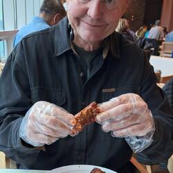 Sometimes gloves are a nice feature when eating ribs.