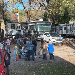 Jill handing out candy