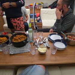 One of many beauriful communal dinners under deck