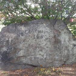 Stone marker for Ye Old Burial Ground