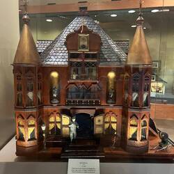 Multi-story house constructed largely from walnut cigar boxes Malden, Massachusetts.