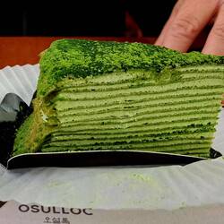 A 'matcha crepe cake' -- really light & pretty tasty.