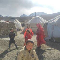 Kyrgyz kids. We didn't meet their parents though - maybe high on opium in the yurts (?)