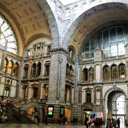 Inside Antwerpen-Central railway station.