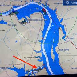 The arrow marks our destination for the night