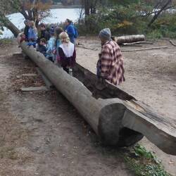 Dugout canoe for ocean use.