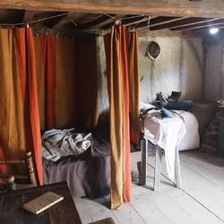 Inside of one of the Pilgrim houses.