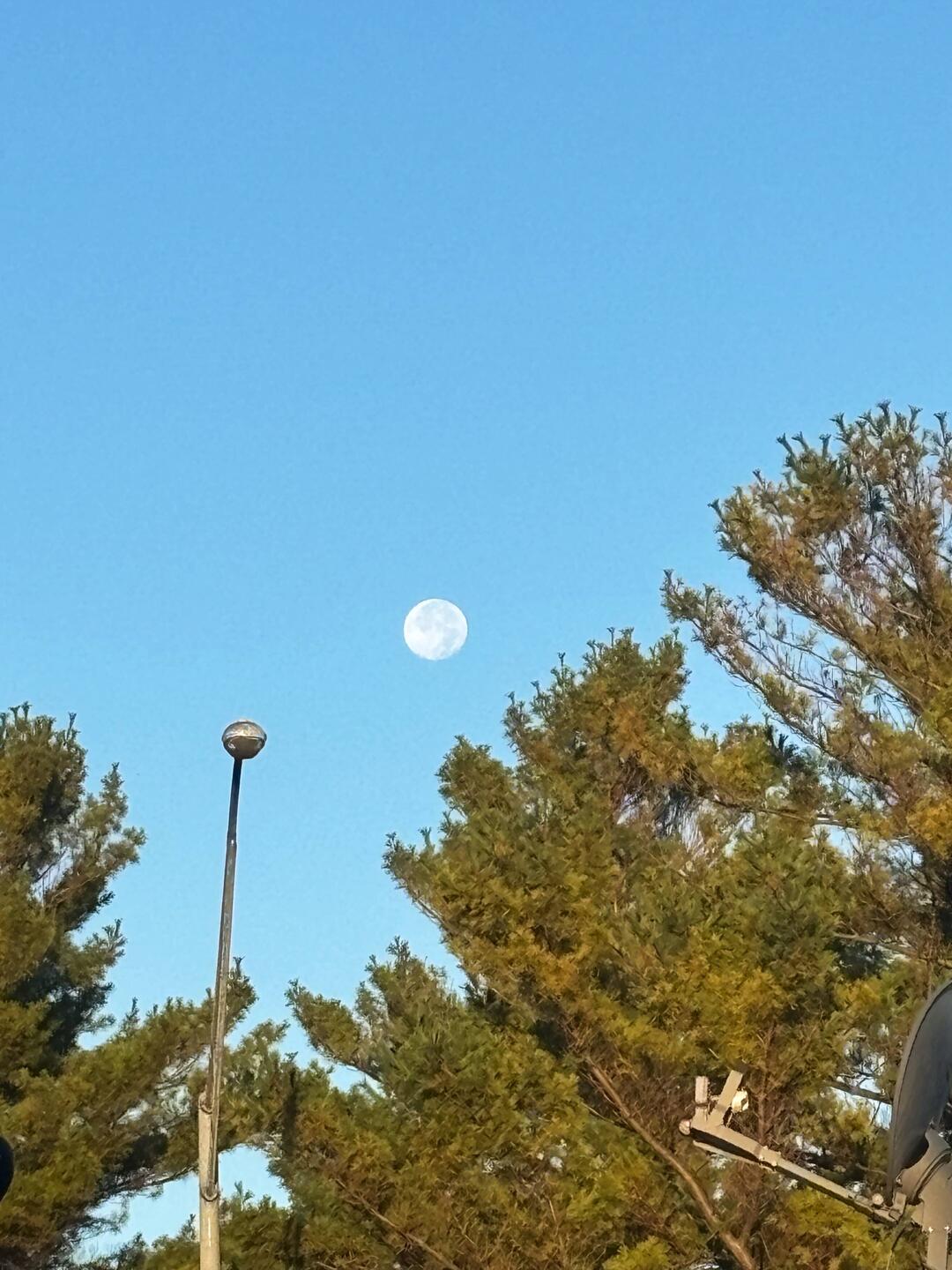 Full moon in the morning.