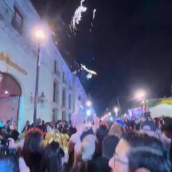 Feuerwerk auf dem Zócalo