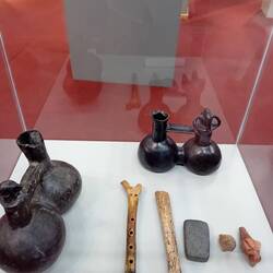 So we went to the excellent Inca museum. Here a display of native instruments