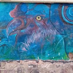 Mural paintings depicting a biblical monster