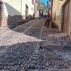 Remarkable modern reconstruction of a traditionally cobbled street