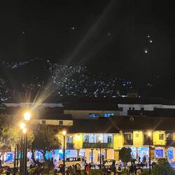 Plaza des Armas at night with new moon