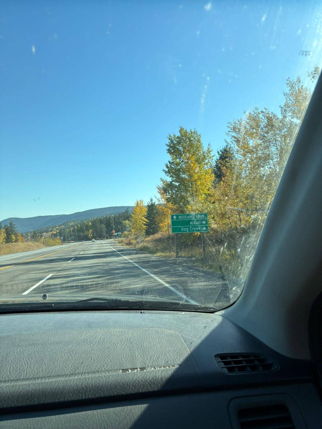 Richtung Williams Lake – die Kreuzung nach Alkali und Dog Creek.