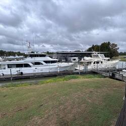 Tied up at Columbus Marina. No, no... ours is the smaller one!