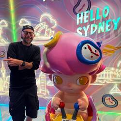 Lilz having a laugh with Dimoo. Pop Mart, a Chinese designer toy company sells their tat in Sydney