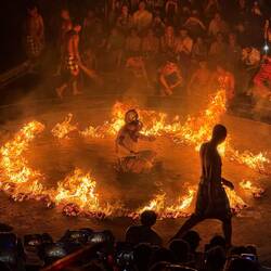 Hanoman is burnt (don't worry, he overcomes the flames and helps win the day)