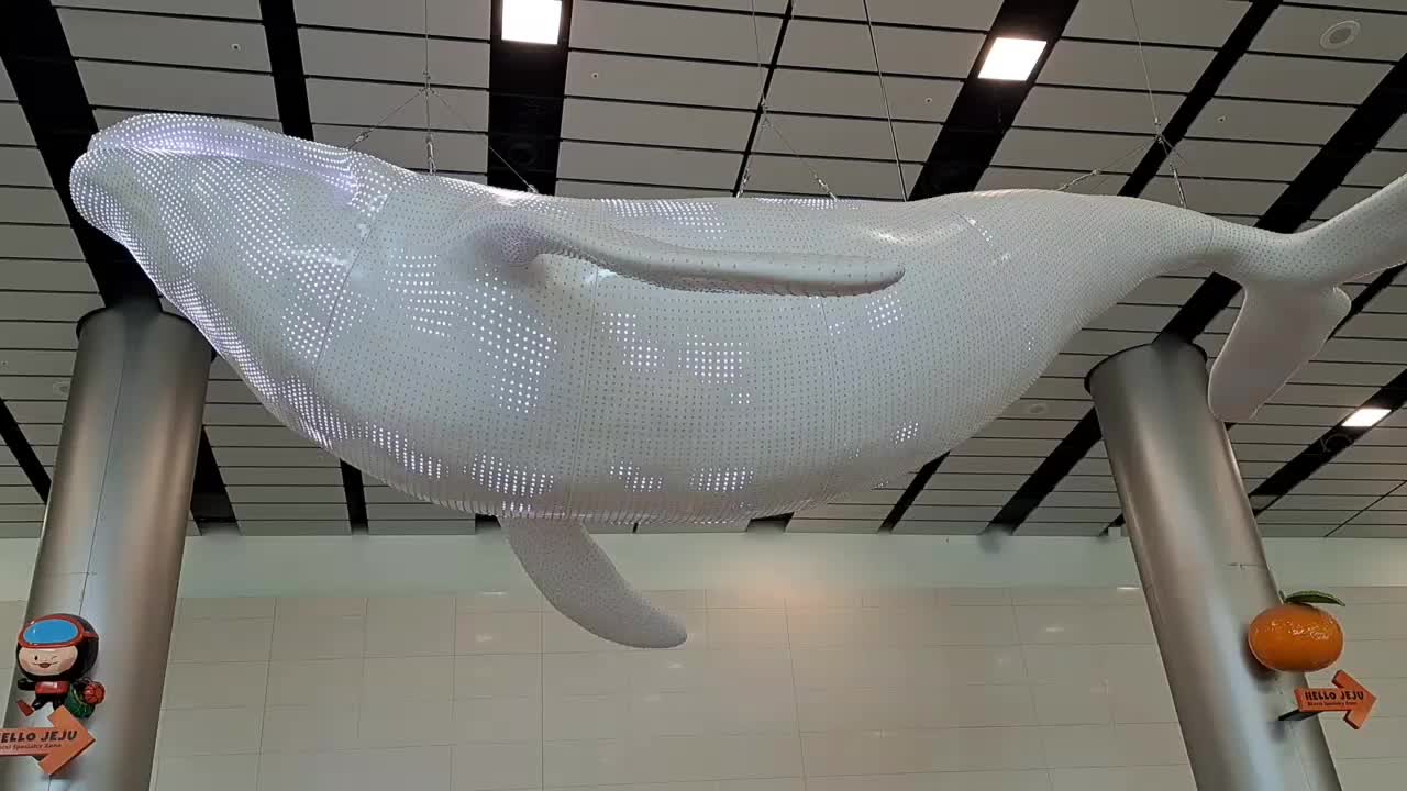 This is hanging from the ceiling at the Jeju Airport.